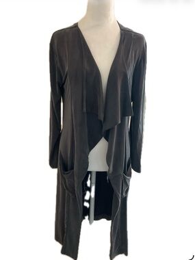 ***Halston ***Elegant  Open-Front Drape Cardigan Jacket - Charcoal Gray